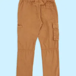 Pantaloons Junior Cotton Solid Trousers - Rust Orange image 3