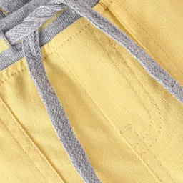 Babyhug Cotton Stretch Woven Full Length with Rib Trouser Solid Colour - Yellow image 3