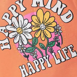 kookie kids india Kookie Kids Single Jersey Knit Sleeveless Tank T-Shirt with Text Print - Orange image 3