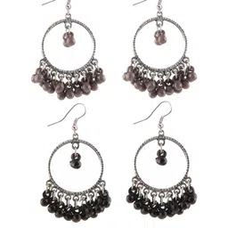 creative frogs Combo Silver Oxidize Grey & Black Earrings for Girls-picture-19