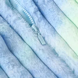 Babyhug Woven Full Sleeves Hooded Fur Jacket with Stripe Design - Blue & Green image 4