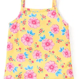 Babyhug 100% Cotton Knit Anti Bacterial Sleeveless Slips with Floral and Polka Dots Print Pack of 5 - Multicolor image 5