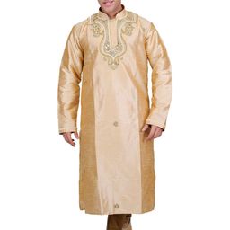 Exotic India Men Floral Embroidered Kurta with Pyjama-picture-38