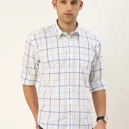 Burnt Umber Men Classic Opaque Checked Casual Shirt-image-3