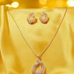 Zaveri Pearls Rose Gold Plated Cubic Zirconia Jewellery Set-picture-10