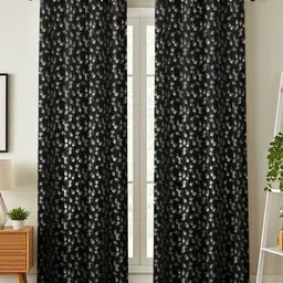 GEET CREATIONS Black Set of 2 Floral Window Curtain-picture-26