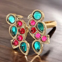 OOMPH Gold-Plated Kundan Studded Finger Ring-picture-23