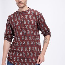 Anouk Rustic Cotton Paisley Print Kurta-picture-0
