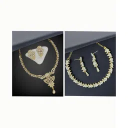 Women Click Set Of 2 Gold Plated & Stone Studded Jewellery Set image 1