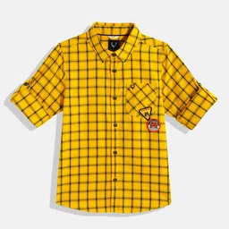 Allen Solly Junior Boys Yellow Buffalo Checked Classic Pure Cotton Casual Shirt-picture-20