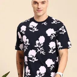 Mast & Harbour Floral Print Drop-Shoulder Sleeves Relaxed T-shirt-picture-42