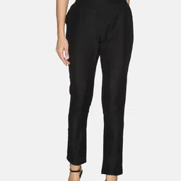 Saffron Threads Women Black Solid Regular Trousers-picture-24