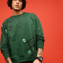 glitchez Effortless Swag Graphic Printed Cotton Terry Oversized Fit Sweatshirt-picture-47