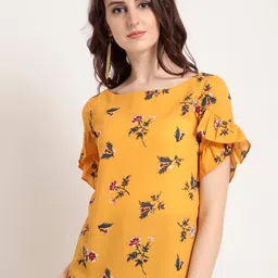 RARE Women Yellow Printed Top-picture-12