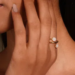 JAYPORE Gold-Plated Pearls Studded Adjustable Finger Ring image 3