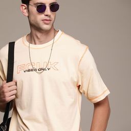 FCUK Typography Drop-Shoulder Sleeves Pure Cotton Applique Oversized T-shirt-picture-18