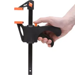 FLAMINGO ENTERPRISE Quick Release Wood F Bar Clamp Metal & Plastic Black & Orange 60 mm Throat 25.4 cm Clamping Capacity, FM-89 image 2