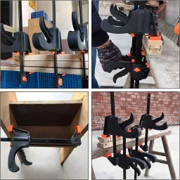 FLAMINGO ENTERPRISE Quick Release Wood F Bar Clamp Metal & Plastic Black & Orange 60 mm Throat 25.4 cm Clamping Capacity, FM-89 image 3