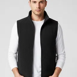 Mast & Harbour Men Mock Collar Solid Gilet Jacket-picture-17