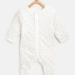 mothercare Infant Boys White & Green Micro Veggies Print Pure Cotton Wadded Sleepsuit-picture-16