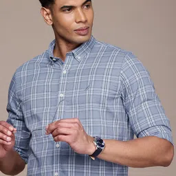 Nautica Pure Cotton Classic Fit Checked Casual Shirt-image-40
