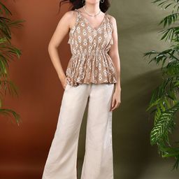 Stylum Floral Printed V-Neck Sleeveless Top With Trouser-picture-13
