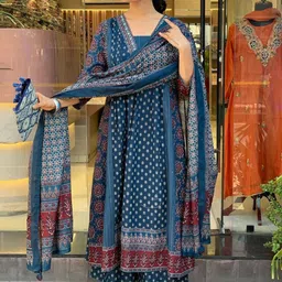 KALINI Women Ethnic Motifs Printed Anarkali Kurta with Palazzo & Dupatta image 3