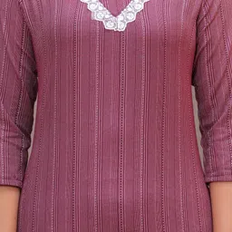 HEARTLOOM Women Striped Regular Thread Work Kurta with Trousers image 2