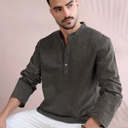 FILORI STUDIO Men Solid Daily Pure Cotton Straight Kurta image 5