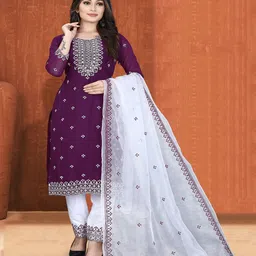 ZONFAB Embroidered Semi-Stitched Dress Material-picture-29