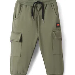 Smarty Boys Looper Knit Full Length Text Patch Detailing Lounge Pant With Cargo Pockets - Olive Green-image-42