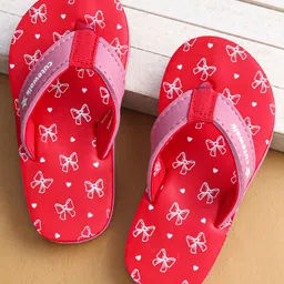 Cute Walk by Babyhug Flip Flops with Bow Print - Light Red-picture-28