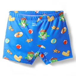 Babyhug Water Above Knee Length Repellent Swimming Trunk with Beach Theme & Animal Print - Blue-image-78