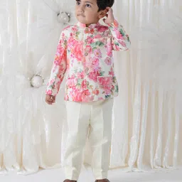 Tiber Taber 100% Cotton Woven Full Sleeves Floral Printed Kurta Pant Set - Cream-picture-23
