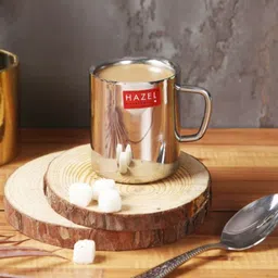 HAZEL Stainless Steel Double Wall Green Tea Coffee Big Sobar Mug, Set of 2, 210 ml (Each) image 2