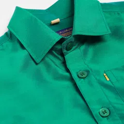 THANGAMAGAN Half Sleeves Solid Shirt - Jamun Green image 4