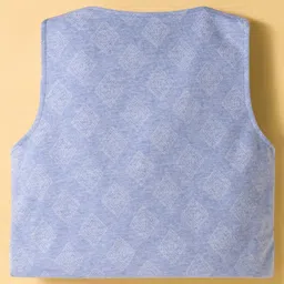 Dapper Dudes Full Sleeves Abstract Printed Shirt With Waistcoat & Bow Set - Sky Blue image 3