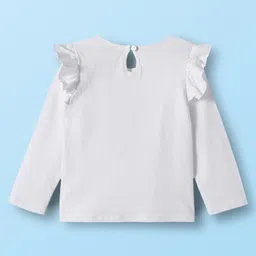 Babyhug 100% Cotton Knit Full Sleeves T-Shirts with Frill Detailing Polka Dots & Floral Print Pack of 3 - Red Yellow & White image 3