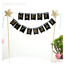 Party Propz Happy Birthday Cake Topper 1Pc - Black image 5