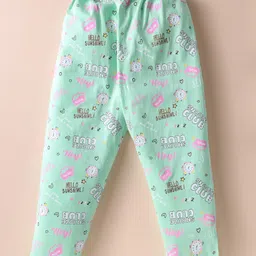 smarty girls Smarty Sinker Knit Full Sleeves Night Suit With Text Print - Light Green image 5