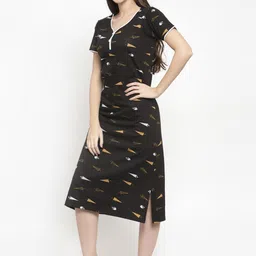 Claura Black Printed Nightdress image 3