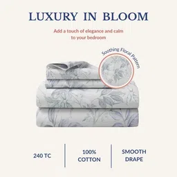 Jaipur Weaves White Floral Queen Bedsheet with 2 Pillow Covers image 4