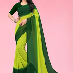 Moda Rapido Green Poly Georgette Sarees-image-0
