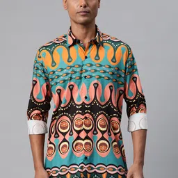 Monsui Men Classic Abstract Printed Casual Shirt-image-55