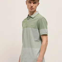 THE BEAR HOUSE Men Colourblocked Polo Collar Cotton Slim Fit T-shirt image 5