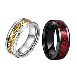 MEENAZ Unisex Pack of 2 Couple Finger Rings image 1