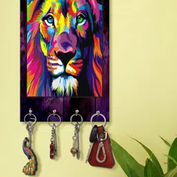 999Store Yellow & Purple Lion Face Printed Wall Hanging Key Holder-picture-25