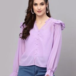 aayu Lavender Ruffles Georgette Top-picture-44