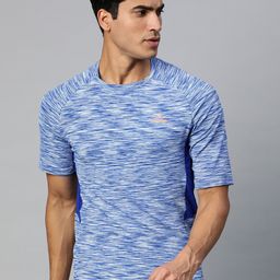 Alcis Men Blue & White Self Design Round Neck Training T-shirt-picture-20