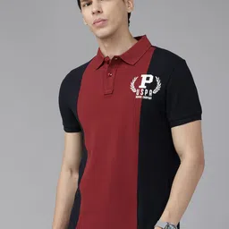 U.S. Polo Assn. Denim Co. Men Colourblocked Polo Collar Pure Cotton Slim Fit T-shirt-picture-30